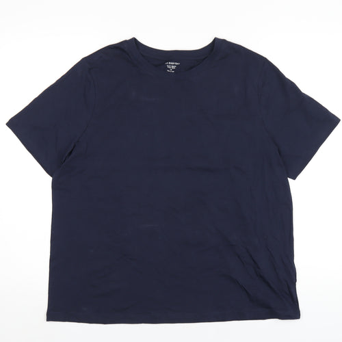 Marks and Spencer Womens Blue Cotton Basic T-Shirt Size 16 Round Neck