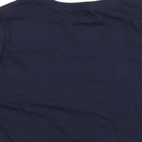 Marks and Spencer Womens Blue Cotton Basic T-Shirt Size 16 Round Neck