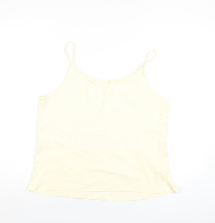 Bonmarché Womens Yellow Cotton Camisole T-Shirt Size L Scoop Neck
