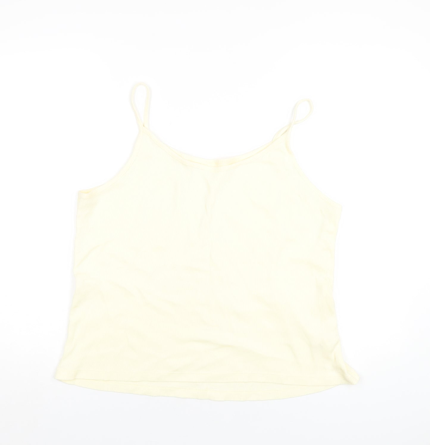 Bonmarché Womens Yellow Cotton Camisole T-Shirt Size L Scoop Neck