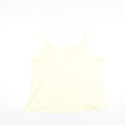 Bonmarché Womens Yellow Cotton Camisole T-Shirt Size L Scoop Neck