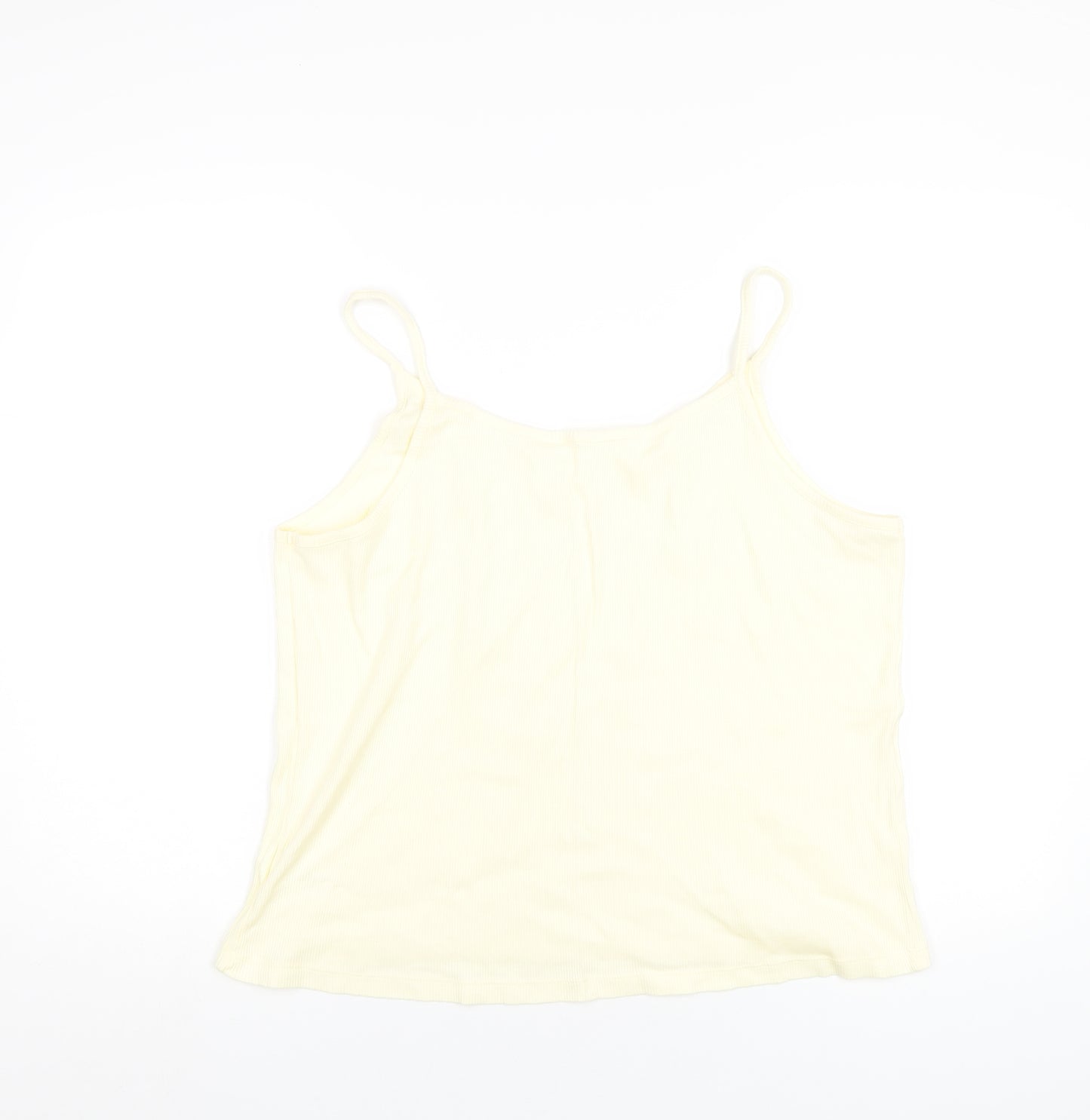 Bonmarché Womens Yellow Cotton Camisole T-Shirt Size L Scoop Neck