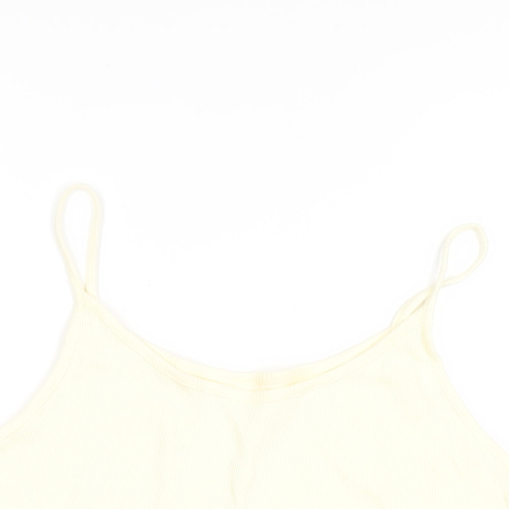 Bonmarché Womens Yellow Cotton Camisole T-Shirt Size L Scoop Neck