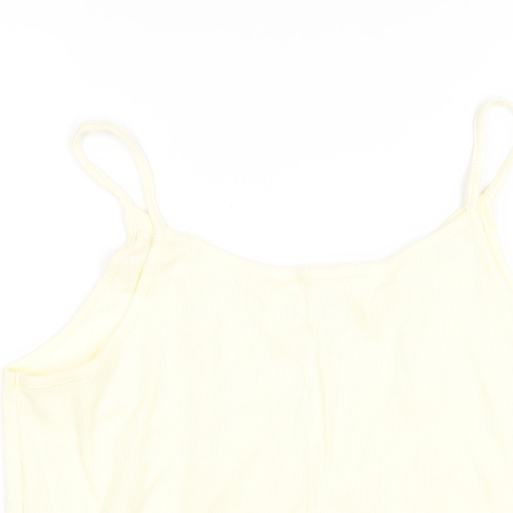 Bonmarché Womens Yellow Cotton Camisole T-Shirt Size L Scoop Neck