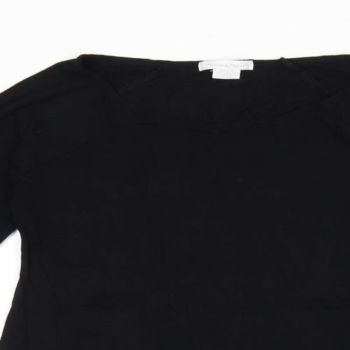 mamas & papas Womens Black Viscose Basic T-Shirt Size 8 Round Neck