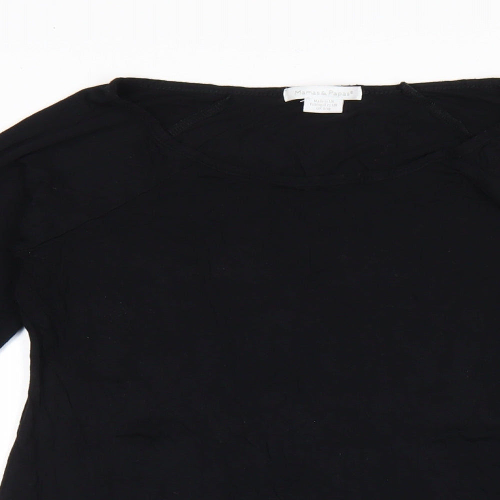 mamas & papas Womens Black Viscose Basic T-Shirt Size 8 Round Neck