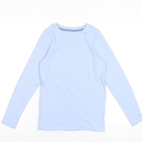 Marks and Spencer Girls Blue Cotton Basic T-Shirt Size 13-14 Years Round Neck Pullover