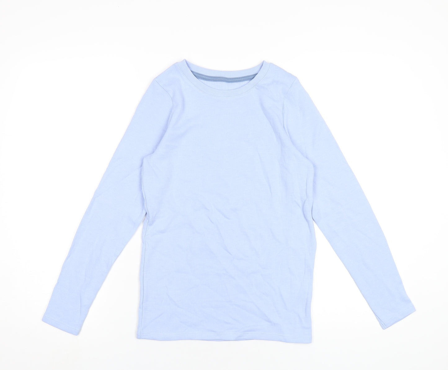 Marks and Spencer Girls Blue Cotton Basic T-Shirt Size 13-14 Years Round Neck Pullover