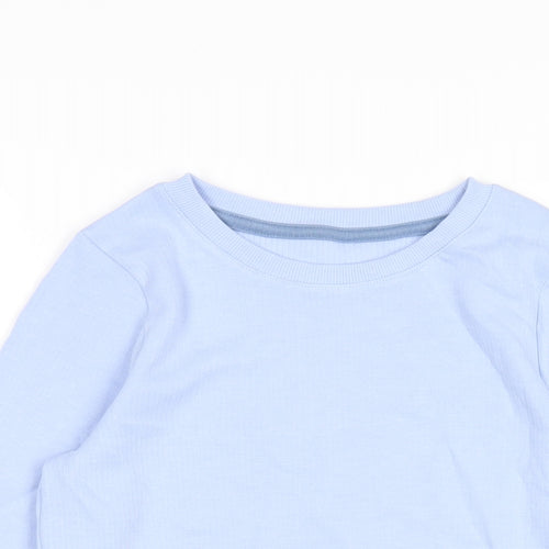 Marks and Spencer Girls Blue Cotton Basic T-Shirt Size 13-14 Years Round Neck Pullover