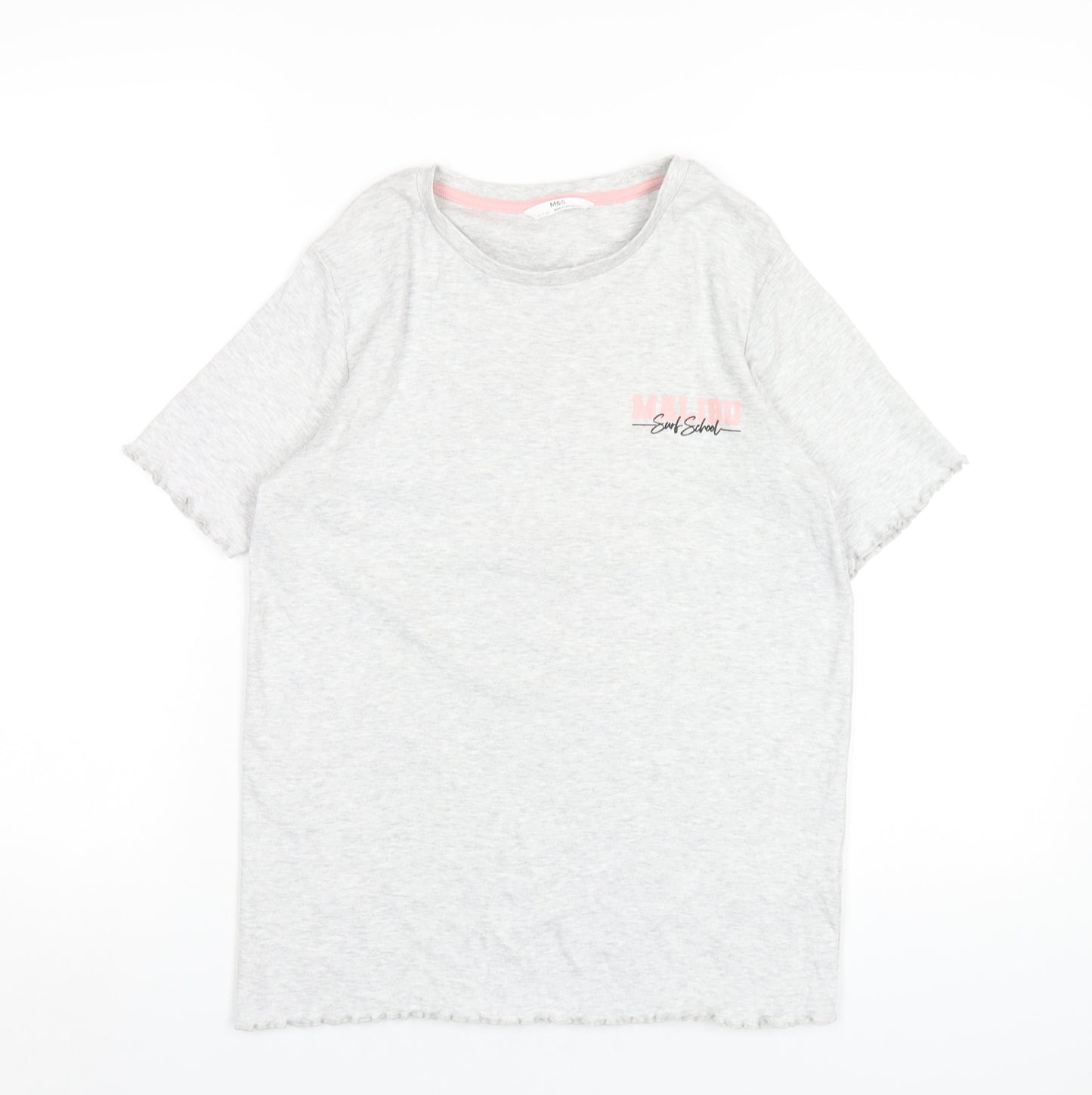 Marks and Spencer Womens Grey Cotton Basic T-Shirt Size 12 Round Neck