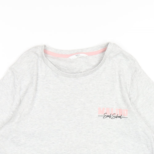 Marks and Spencer Womens Grey Cotton Basic T-Shirt Size 12 Round Neck