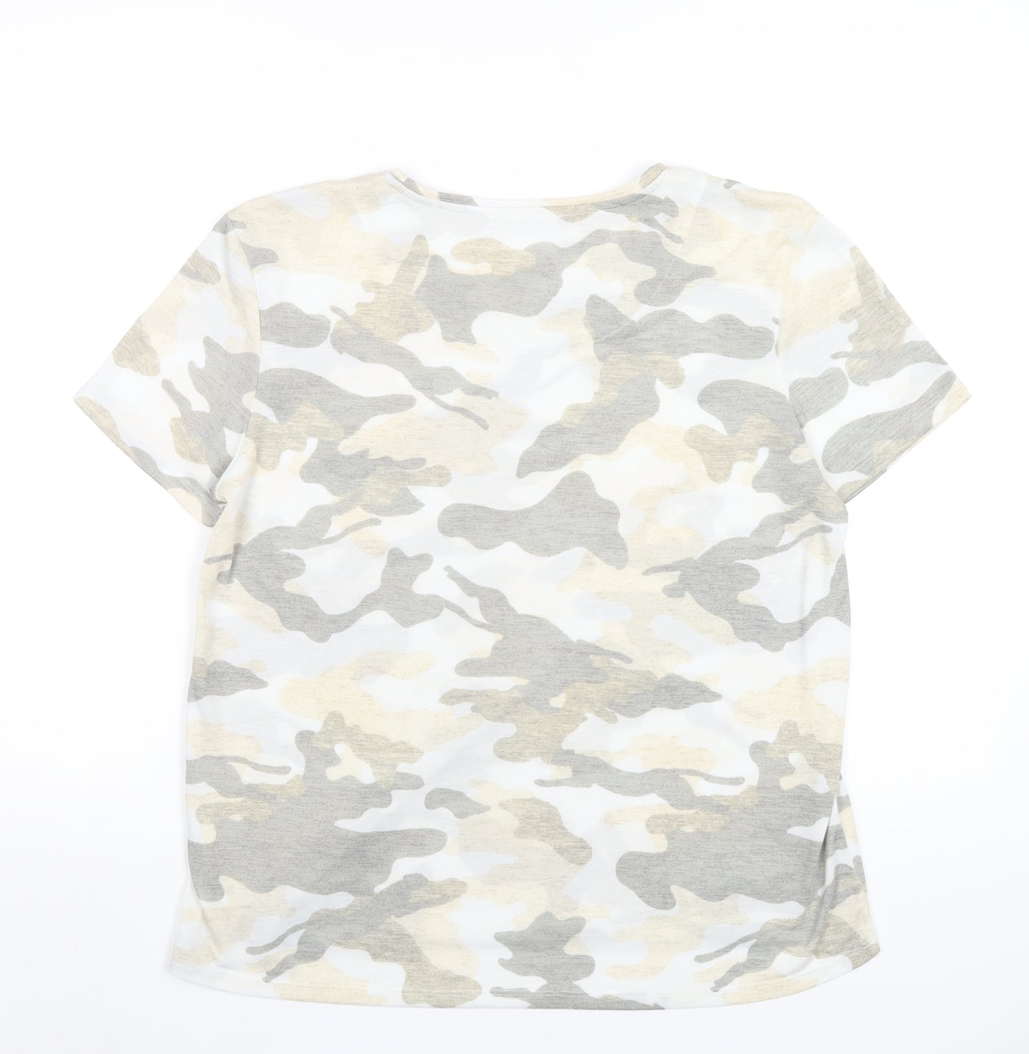 Marks and Spencer Womens Multicoloured Camouflage Polyester Basic T-Shirt Size 14 Round Neck