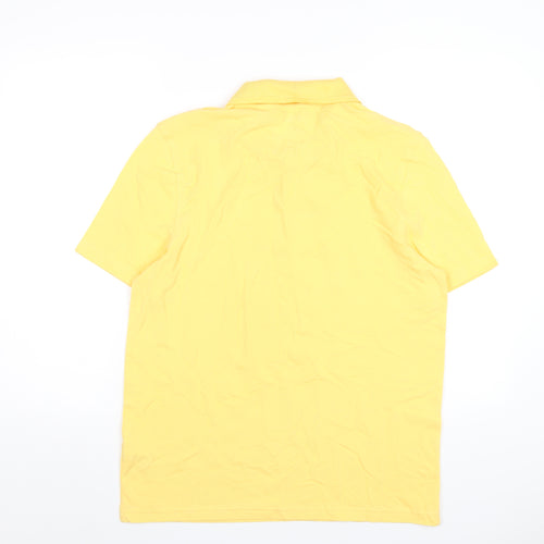 Marks and Spencer Boys Yellow Cotton Basic Polo Size 15-16 Years Collared Button