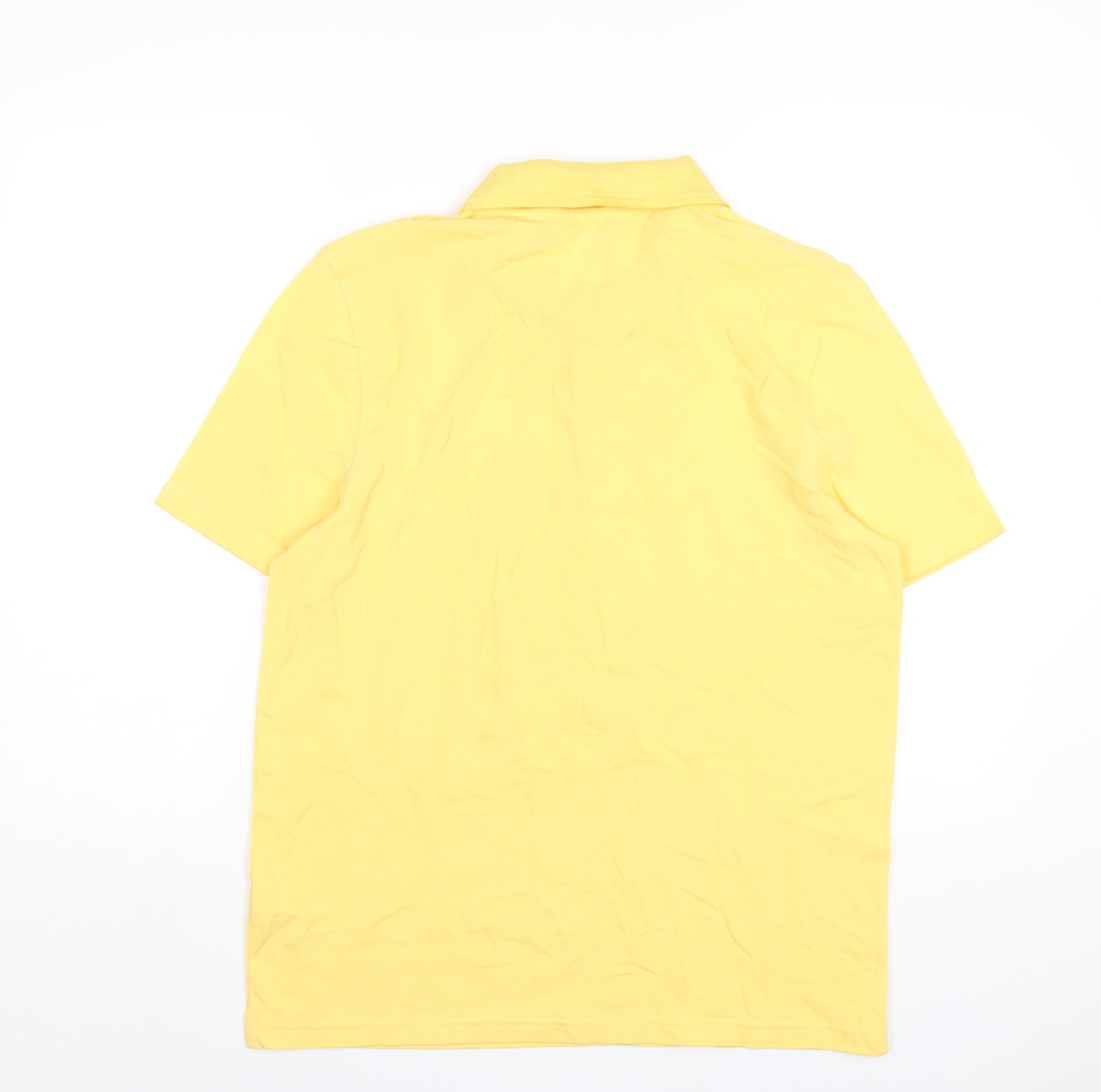 Marks and Spencer Boys Yellow Cotton Basic Polo Size 15-16 Years Collared Button