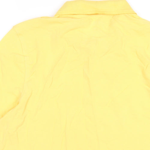 Marks and Spencer Boys Yellow Cotton Basic Polo Size 15-16 Years Collared Button