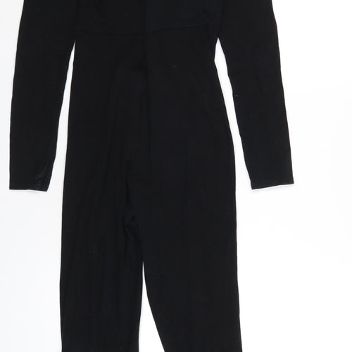 PRETTYLITTLETHING Womens Black Cotton Catsuit One-Piece Size 12 L3 in Zip