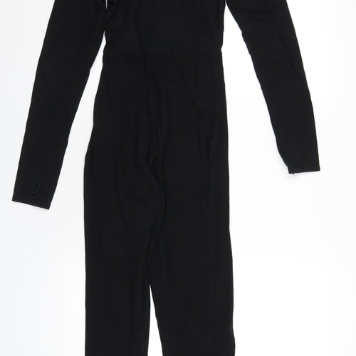 PRETTYLITTLETHING Womens Black Cotton Catsuit One-Piece Size 12 L3 in Zip