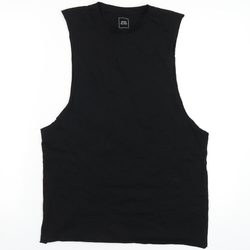 River Island Mens Black Cotton T-Shirt Size M Round Neck
