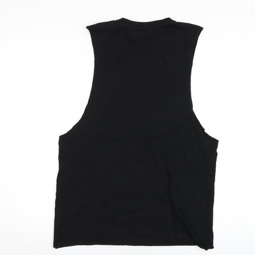 River Island Mens Black Cotton T-Shirt Size M Round Neck