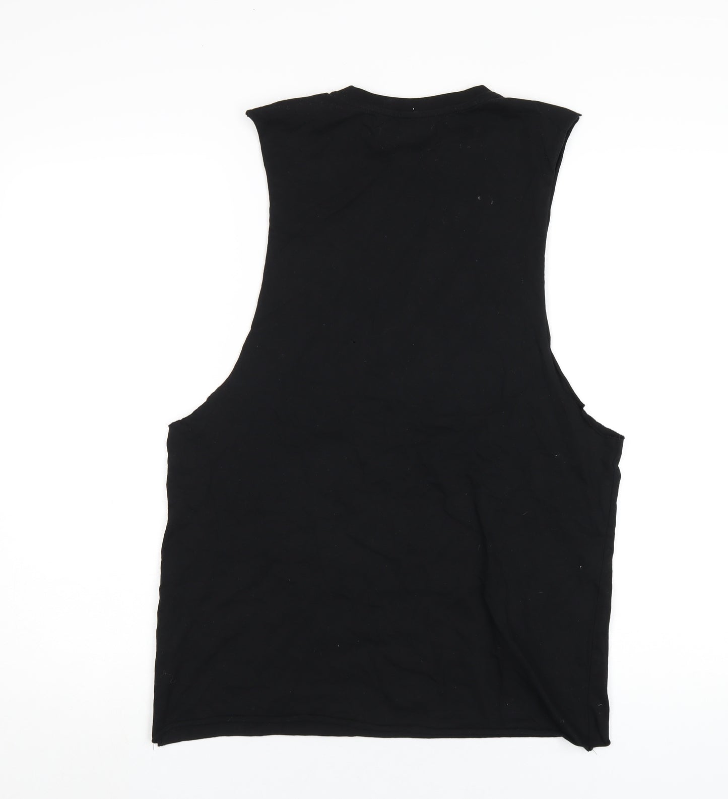 River Island Mens Black Cotton T-Shirt Size M Round Neck