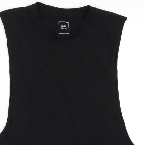 River Island Mens Black Cotton T-Shirt Size M Round Neck