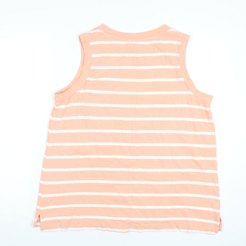 Marks and Spencer Womens Pink Striped Cotton Basic Tank Size 18 Round Neck