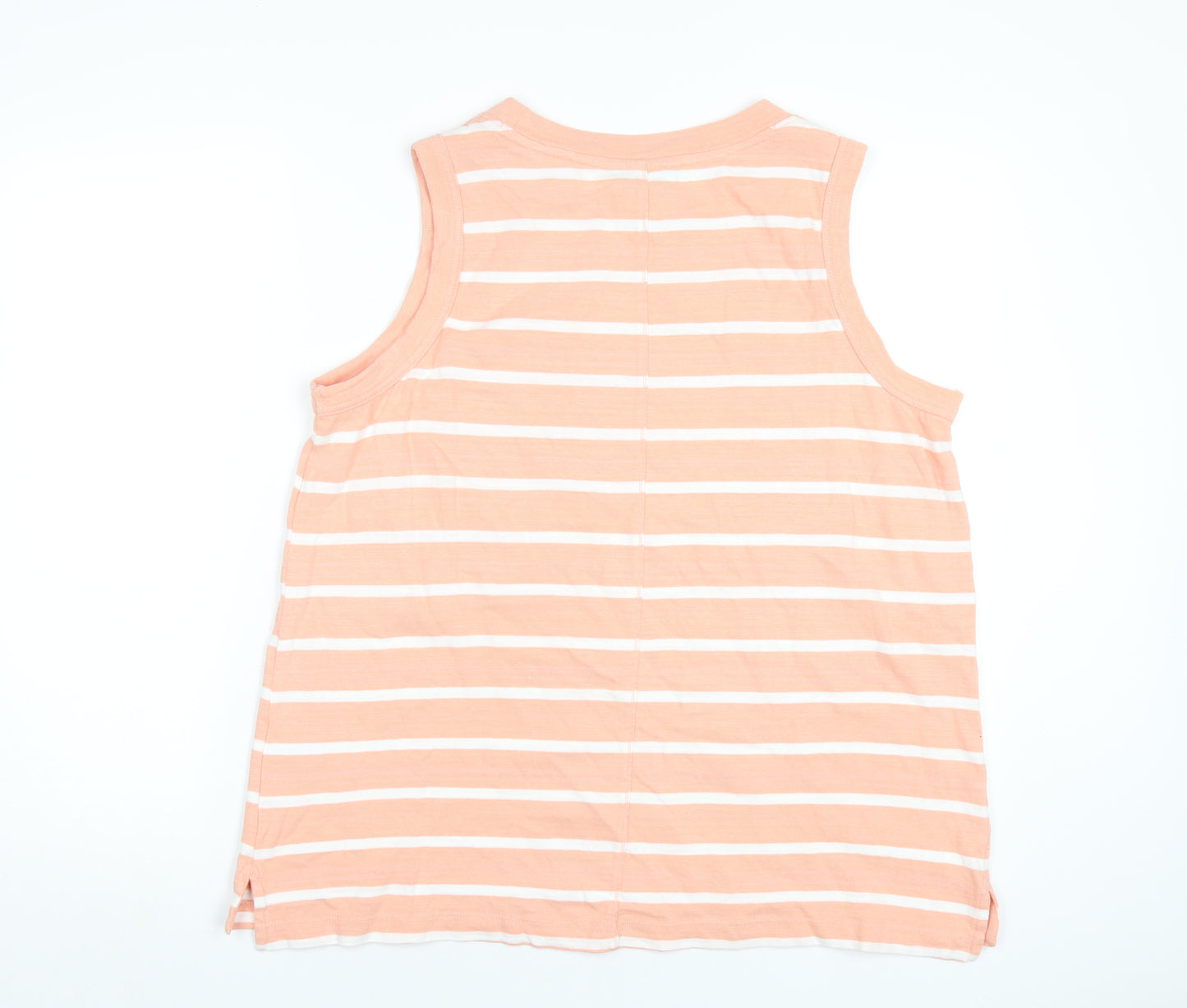 Marks and Spencer Womens Pink Striped Cotton Basic Tank Size 18 Round Neck