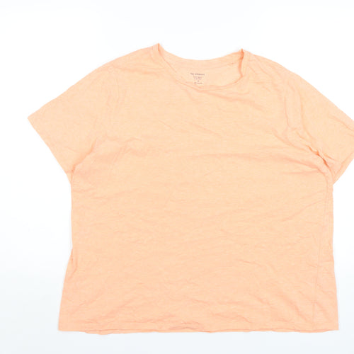 Marks and Spencer Womens Orange Cotton Basic T-Shirt Size 18 Round Neck