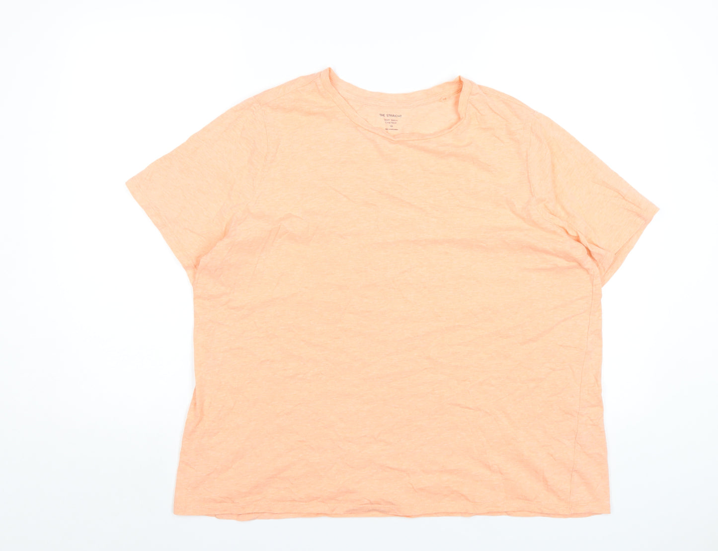 Marks and Spencer Womens Orange Cotton Basic T-Shirt Size 18 Round Neck