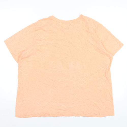 Marks and Spencer Womens Orange Cotton Basic T-Shirt Size 18 Round Neck