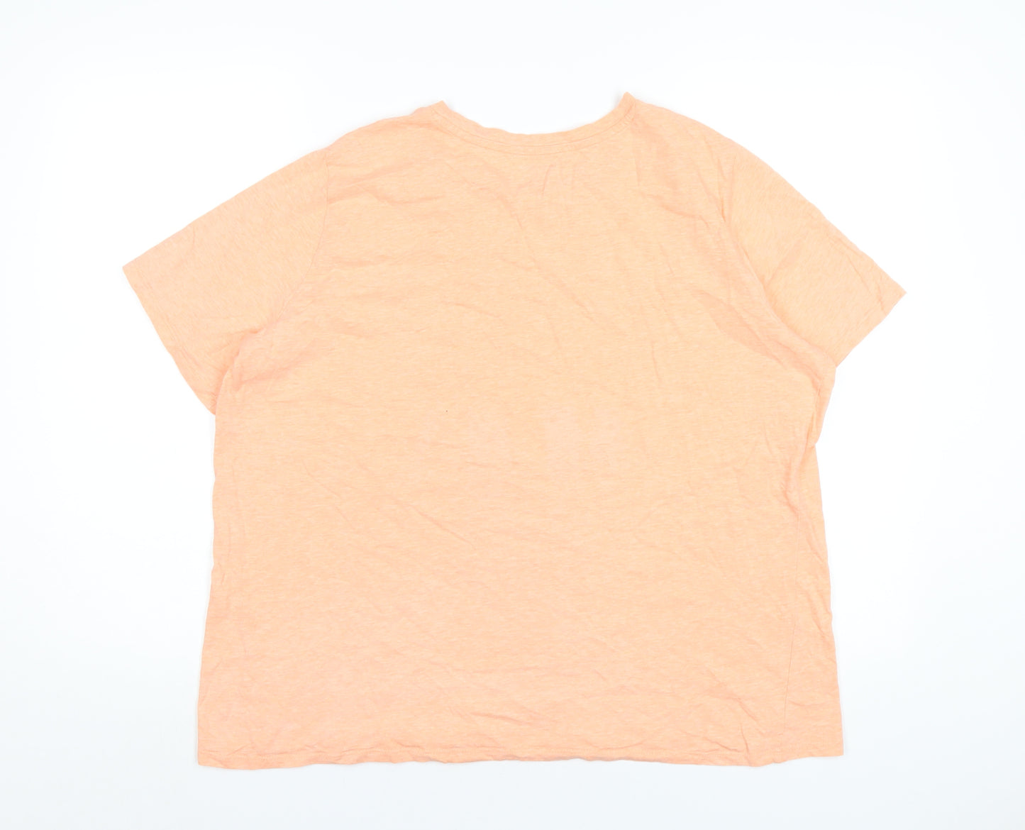 Marks and Spencer Womens Orange Cotton Basic T-Shirt Size 18 Round Neck