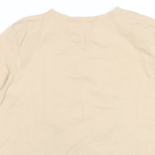 Zara Womens Beige Cotton Basic T-Shirt Size S Round Neck