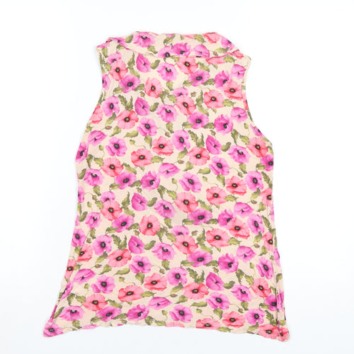 Lakeland Womens Multicoloured Floral Viscose Basic T-Shirt Size 14 V-Neck