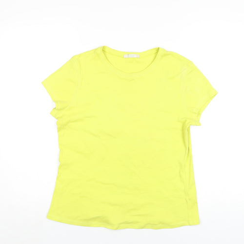 Marks and Spencer Womens Yellow Cotton Basic T-Shirt Size 16 Round Neck