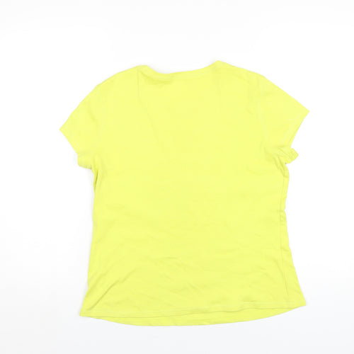 Marks and Spencer Womens Yellow Cotton Basic T-Shirt Size 16 Round Neck