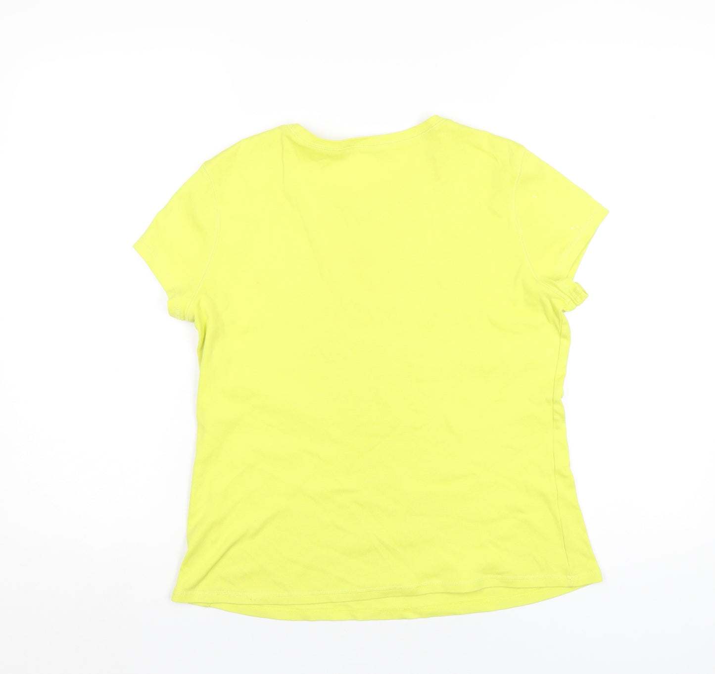 Marks and Spencer Womens Yellow Cotton Basic T-Shirt Size 16 Round Neck