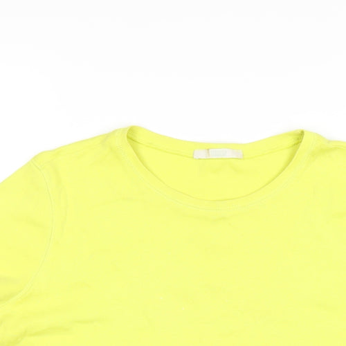 Marks and Spencer Womens Yellow Cotton Basic T-Shirt Size 16 Round Neck