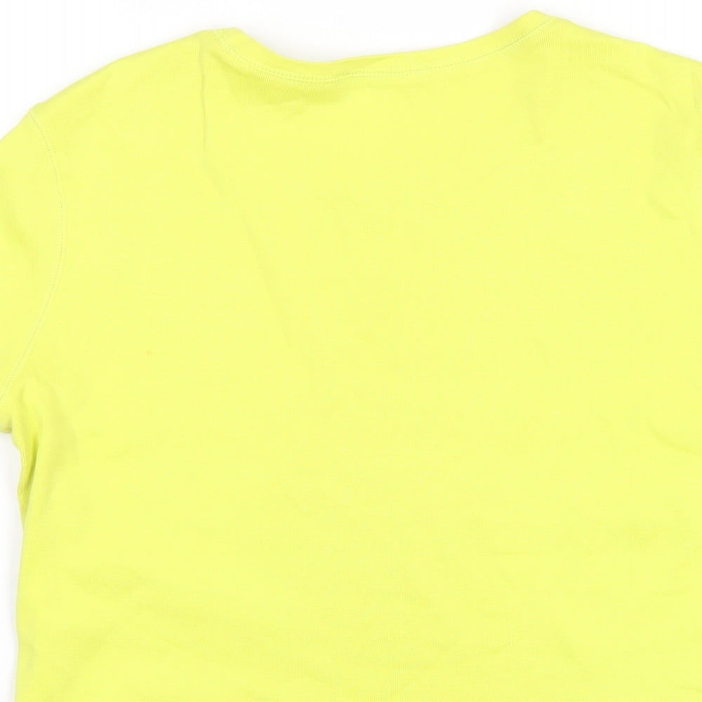 Marks and Spencer Womens Yellow Cotton Basic T-Shirt Size 16 Round Neck