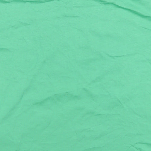 Marks and Spencer Girls Green Cotton Basic T-Shirt Size 6-7 Years Round Neck Pullover