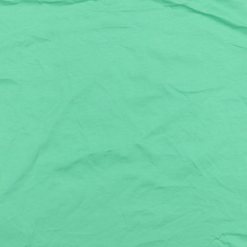 Marks and Spencer Girls Green Cotton Basic T-Shirt Size 6-7 Years Round Neck Pullover