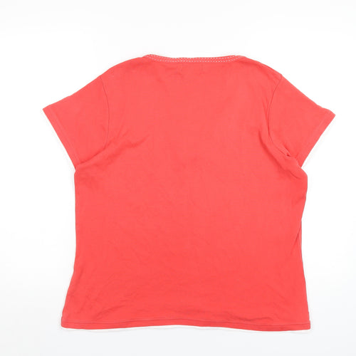 Maine Womens Red Cotton Basic T-Shirt Size 20 Round Neck