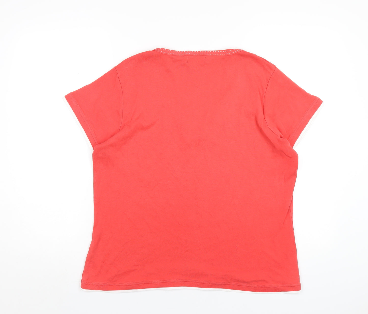 Maine Womens Red Cotton Basic T-Shirt Size 20 Round Neck