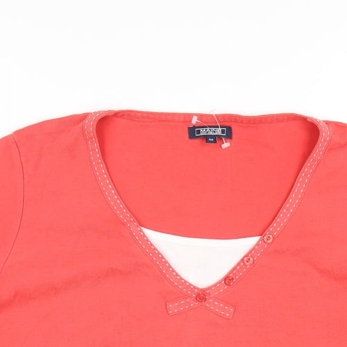 Maine Womens Red Cotton Basic T-Shirt Size 20 Round Neck