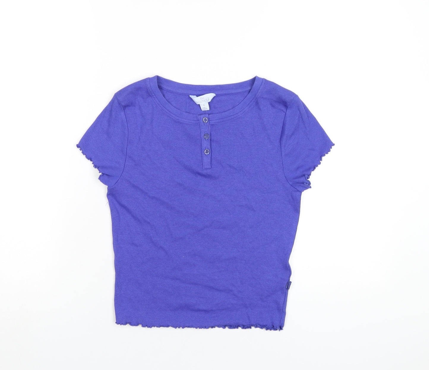 Marks and Spencer Womens Blue Cotton Basic T-Shirt Size S Round Neck