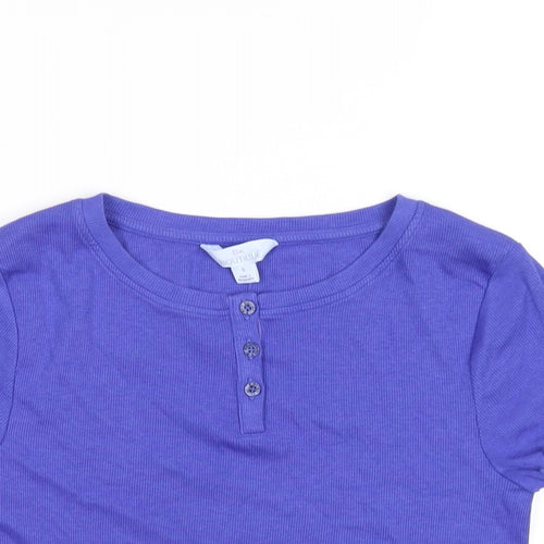 Marks and Spencer Womens Blue Cotton Basic T-Shirt Size S Round Neck