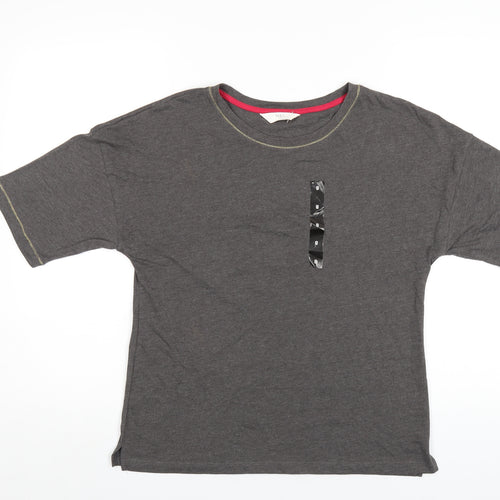 Marks and Spencer Womens Grey Solid Cotton Top Pyjama Top Size 8