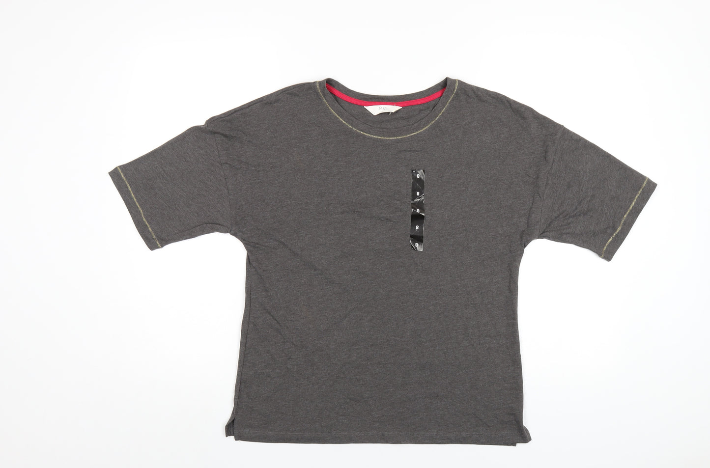 Marks and Spencer Womens Grey Solid Cotton Top Pyjama Top Size 8
