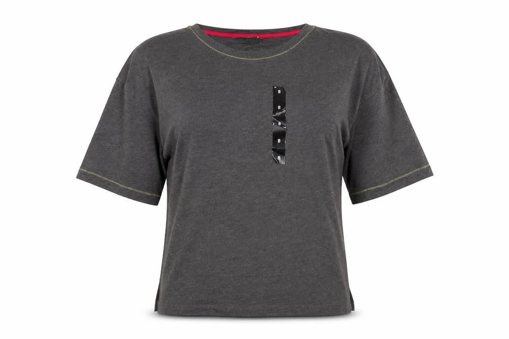 Front view of Marks & Spencer women’s grey solid cotton top pyjama top, size UK 8