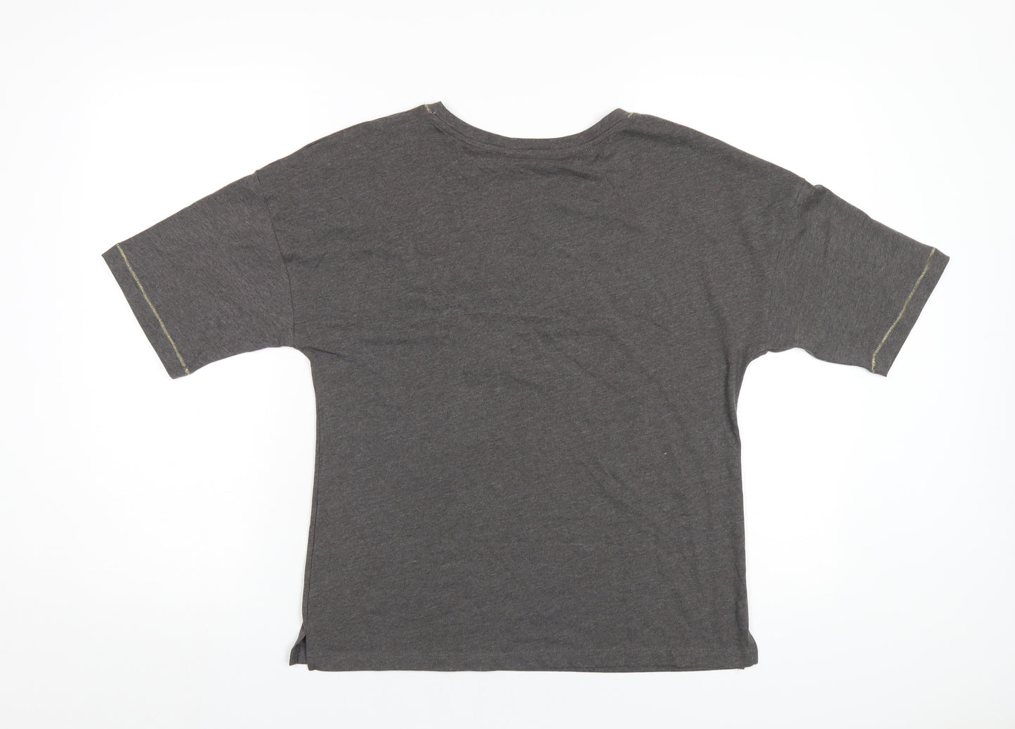 Marks and Spencer Womens Grey Solid Cotton Top Pyjama Top Size 8