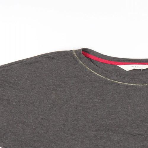 Marks and Spencer Womens Grey Solid Cotton Top Pyjama Top Size 8